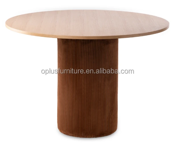 Buy Customized Round White Concrete Dining Table With Fluted Base From