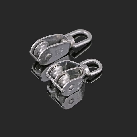 Buy Stainless Steel Wire Rope Pulley Single Double Movable Wheel Swivel