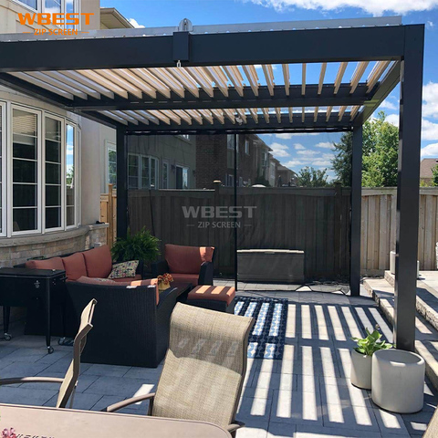 Buy Outdoor Aluminum Motorized Retractable Pergola Roof Automated