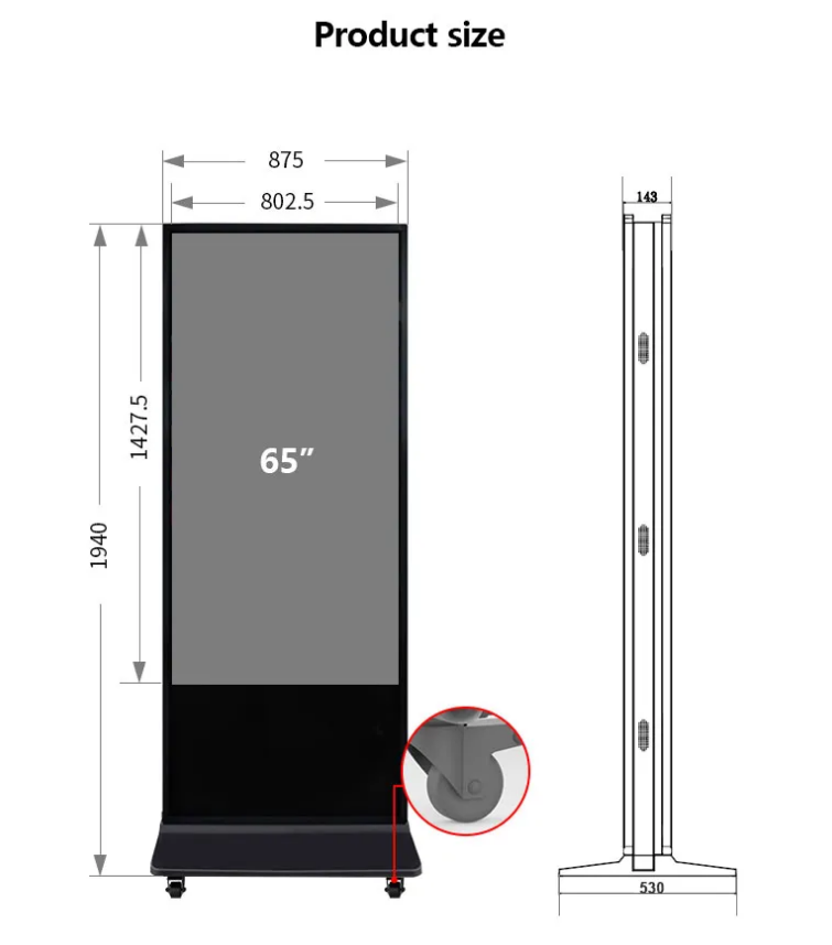 Buy 55 Inch Double Side Screen Floor Stand Digital Signage from Victory ...