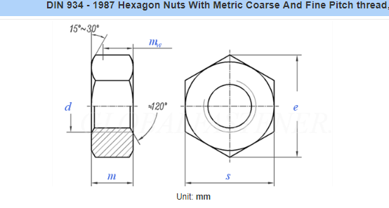 Carbon Steel Black DIN934 Hex Nut