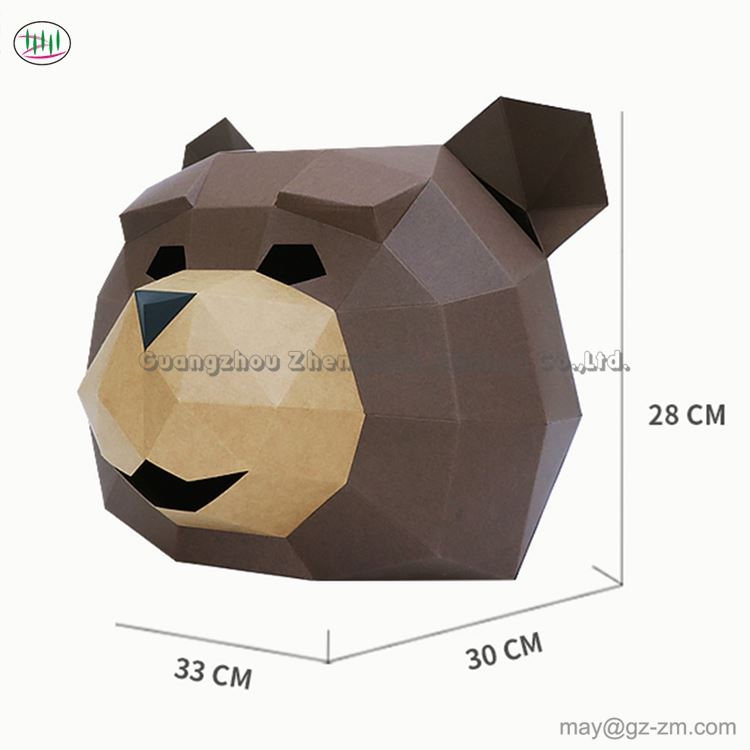 3D Polygon Teddy Bear DIY Paper Masks