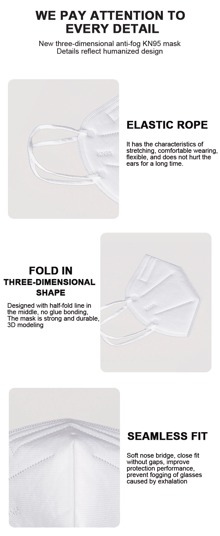 China supplier disposable personal protection 5 ply disposable face mask kn95 with earloop