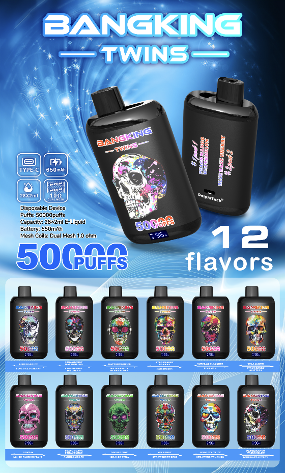 Buy Bangking 50000 Puff Vape Dual Flavors Vaper Wholesale Oem E-cigarette  Device Trendy Skull Pattern Long-lasting Vape Pen from PaphosVape, China