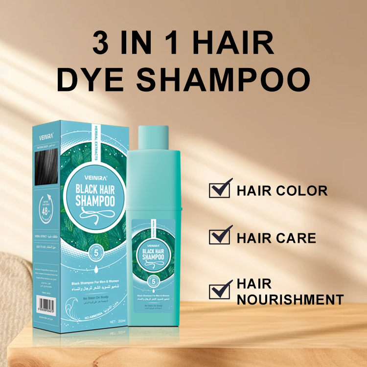 China Factory Private Label Black Hair Shampoo Hair Color Dye Shampoo Customization No Ammonia No Stain Skin