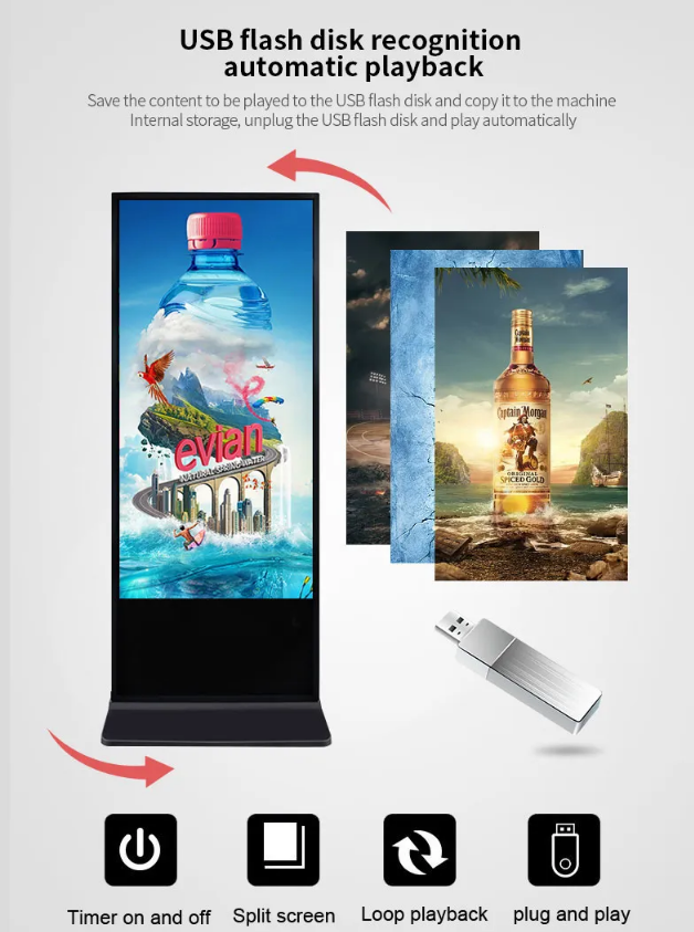 Buy 55 Inch Double Side Screen Floor Stand Digital Signage from Victory ...