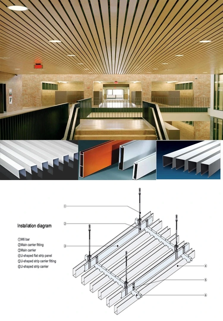 Aluminum U Shape Washable Pop Ceiling Tiles Design for Lobby