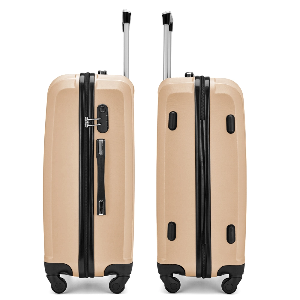 3PCS Beige Gold Color ABS Hardshell Spinner Wheel Travel Luggage Sets