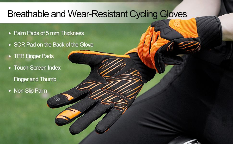 INBIKE Mountain Bike Gloves Cycling Mens MTB Bicycle Cycle For Men Road Padded Accessories Racing Gym Touchscreen Full Finger Womens Black M