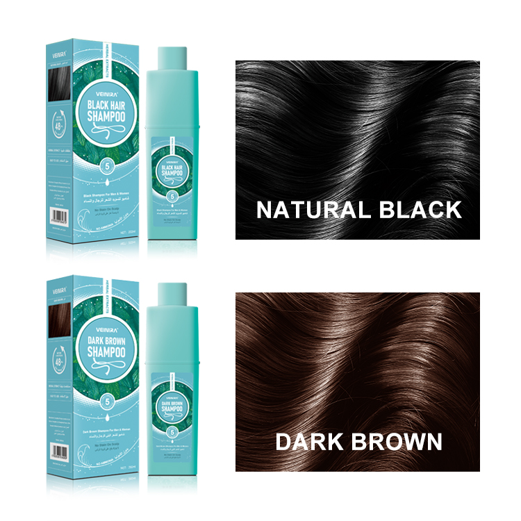 China Factory Private Label Black Hair Shampoo Hair Color Dye Shampoo Customization No Ammonia No Stain Skin