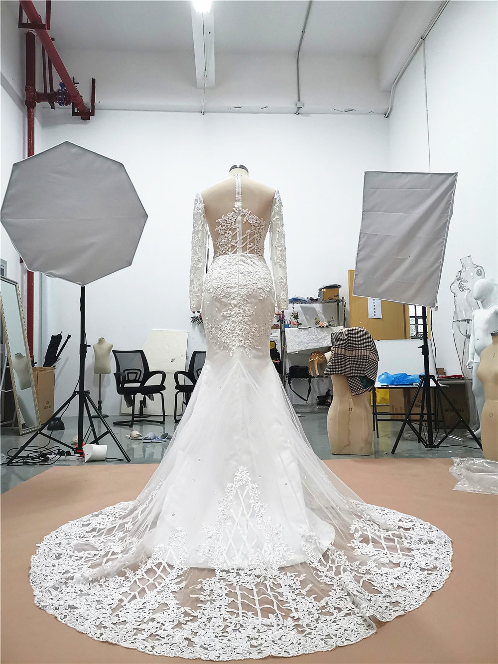 Buy Luxury Dubai Saudi Arabic Lace Mermaid Wedding Dress Illusion Long  Sleeve Bride Dresses Crystals Beads Wedding Gowns from Suzhou Yaobabby  Trade Co., Ltd., China | Tradewheel.com