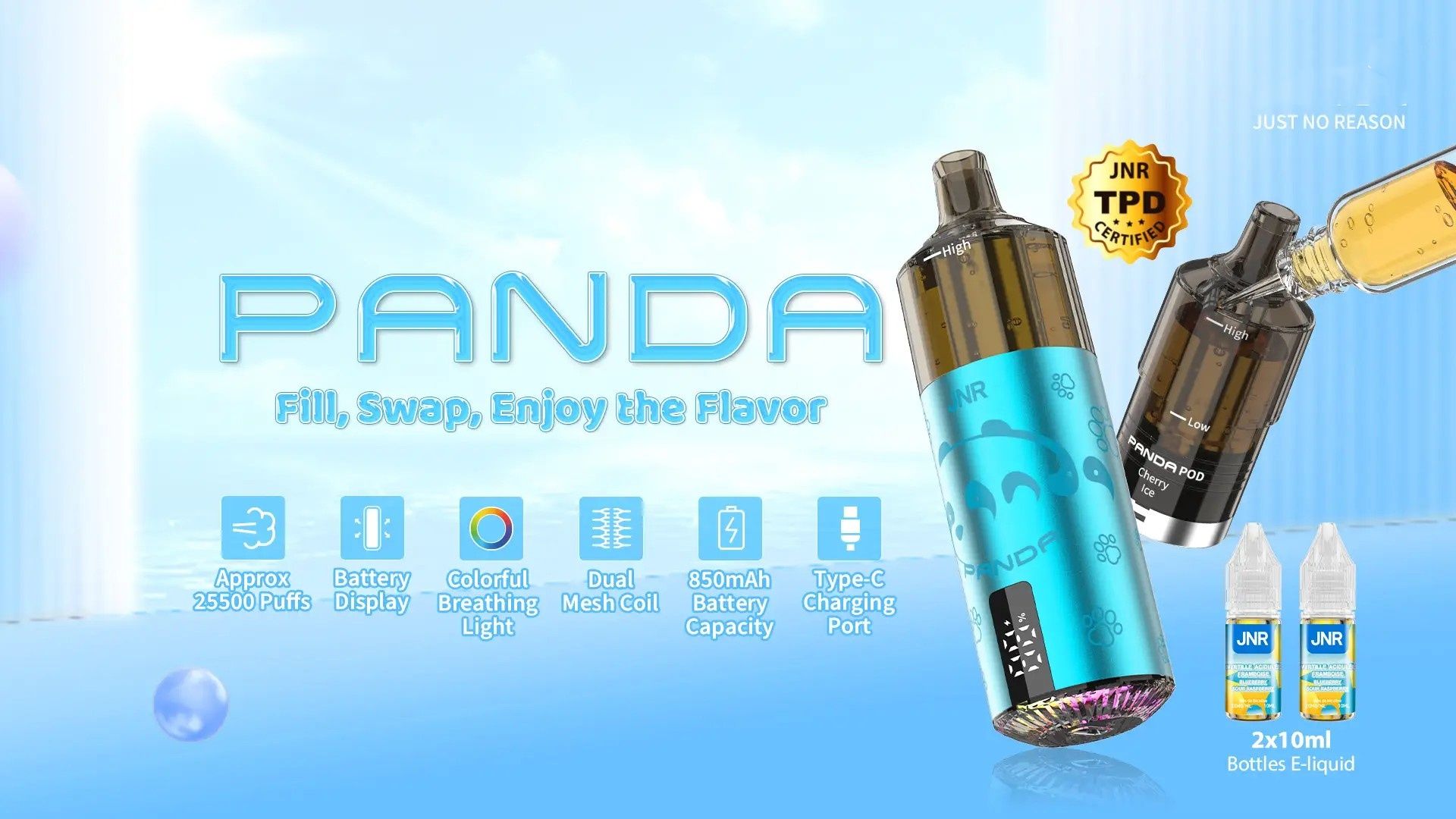 Buy Refillable Vape Pod Kit 2ml Tpe E Cigarette Jnr Panda Puff 25500 Jnr Panda  2% Nicotine from PaphosVape, China
