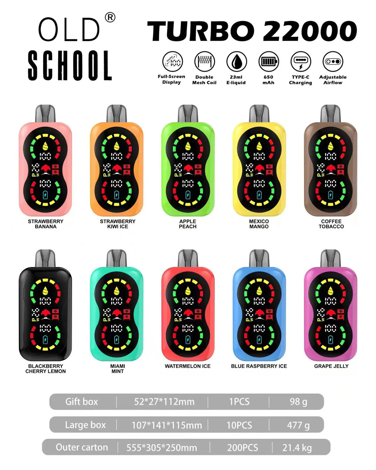 Buy Old School Turbo 22000 Disposable Vape With Display from XMC Tech,  China