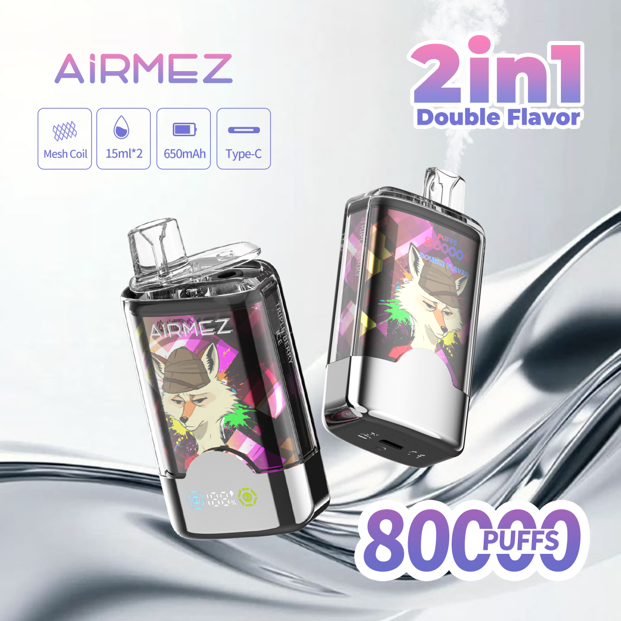Buy Wholesale Disposable Electronic Cigarette Airmez Fox 2 In 1 80k Vaper  Puffs from PaphosVape, China | Tradewheel.com