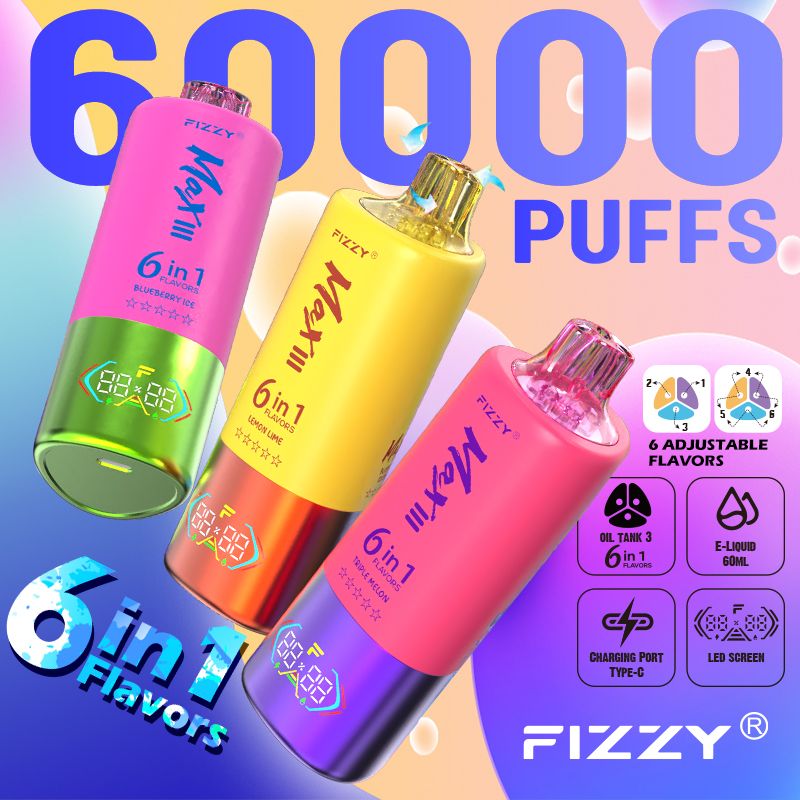 Buy Fizzy Max Iii Disposable Vape 60k Wholesale E Cigarette 6 In 1 Vaper  60000 Puffs Eu Warehouse from PaphosVape, China