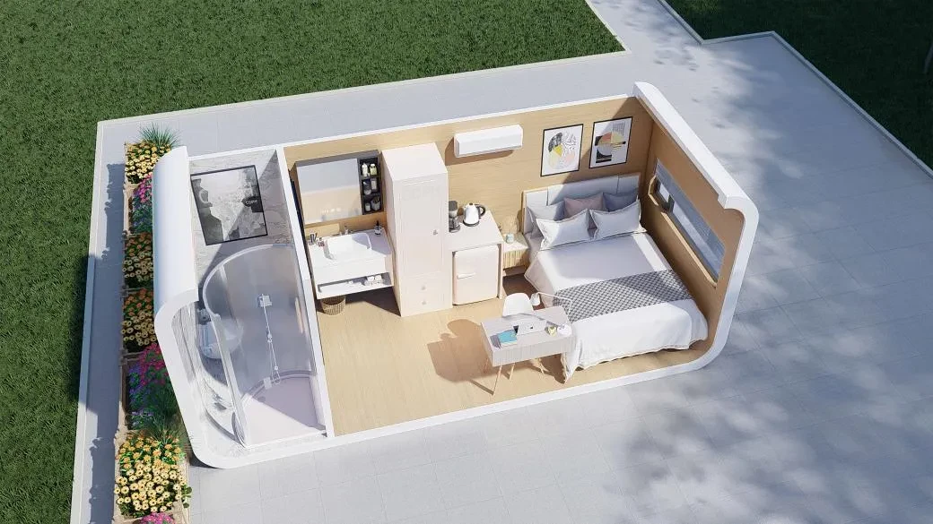 20FT 40FT Modular Prefab Tiny Homes Container Office Portable Apple Home Pod Movable Apple Cabin