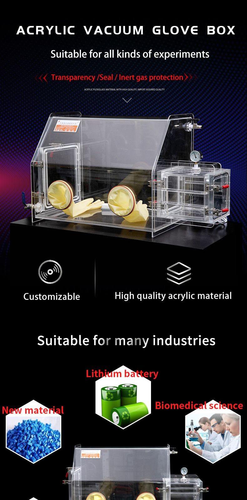 Buy Acrylic Glove Box Cheap Vacuum Glove Box Lab Negative Pressure