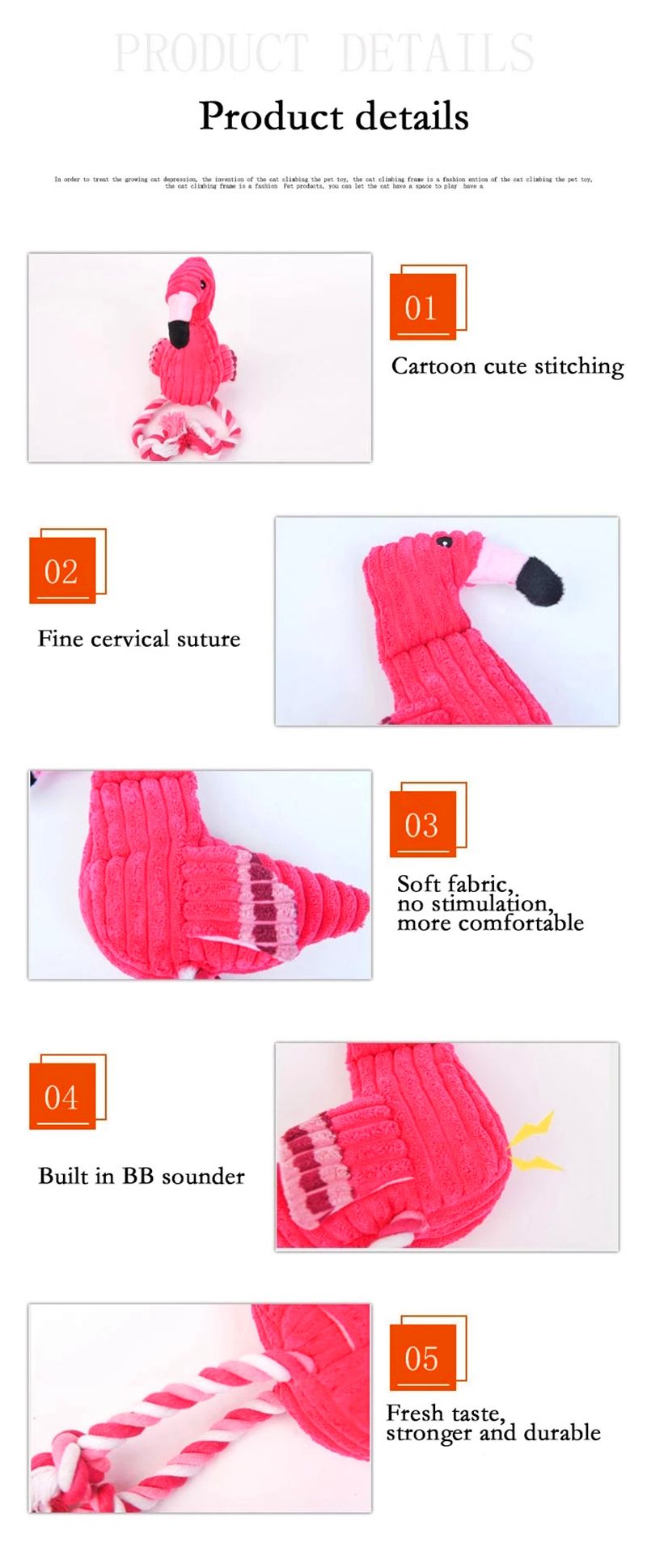 Buy Hot Dog Toys Soft Stuffed Flamingo Screaming Dog Toy For Small