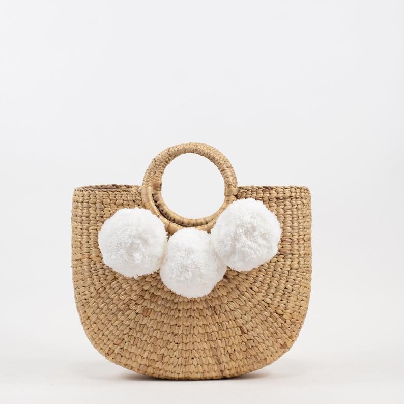 Natural Basket Handmade Straw Bag Water Hyacinth Bag Woven Bag Sea Grass  Bag Beach Bag Top Handle Bag Large Size short - Etsy