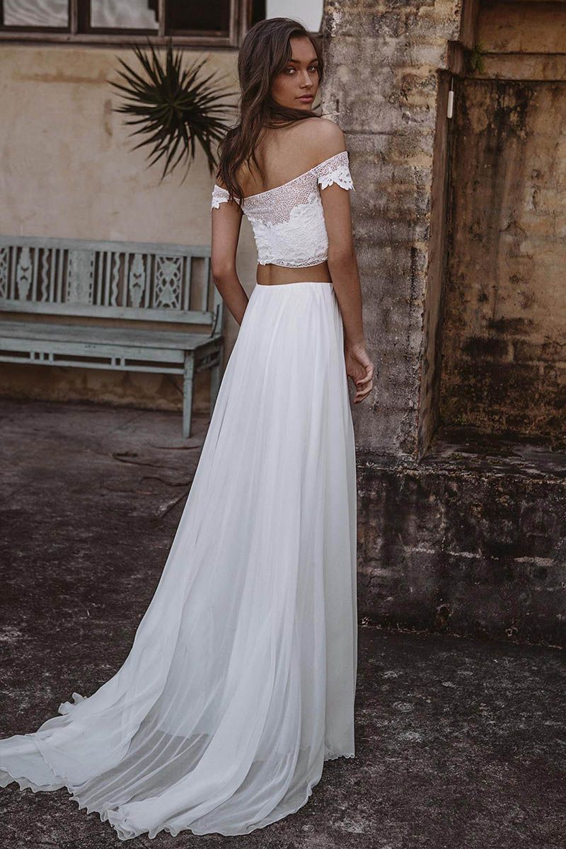 Buy 2 Pieces Wedding Dress Lorie Off The Shoulder Lace Top Beach Bride  Dresses Boat Neck Elegant Wedding Bridal Gown from Suzhou Yaobabby Trade  Co., Ltd., China | Tradewheel.com