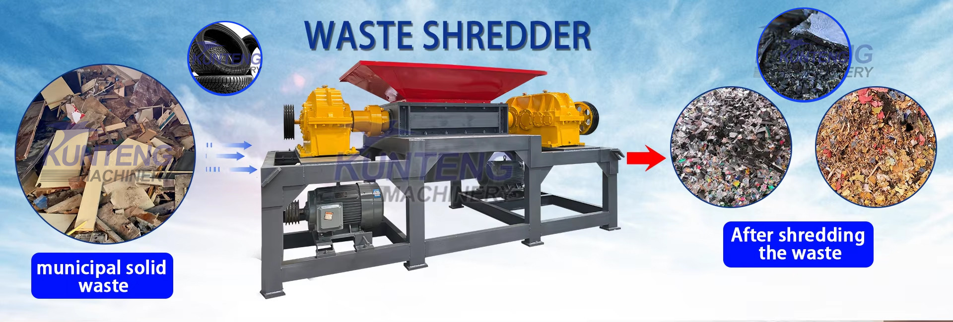 Double Shaft Waste Shredder Machine Wood Metal Shredder Equipment