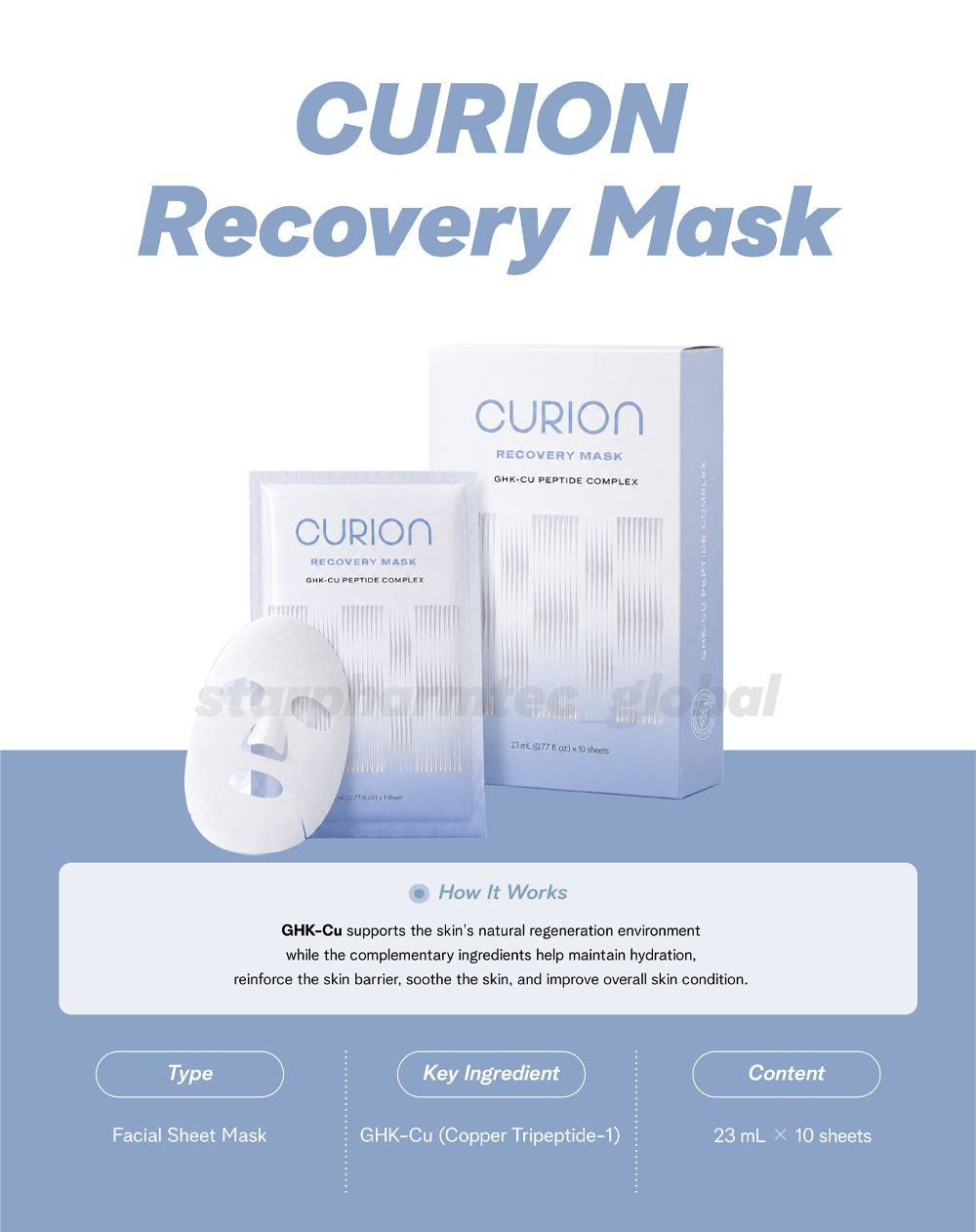 Buy Curion Ghk-cu Copper Peptide Recovery Sheet Mask | Skin Barrier Repair & Post-procedure Soothing