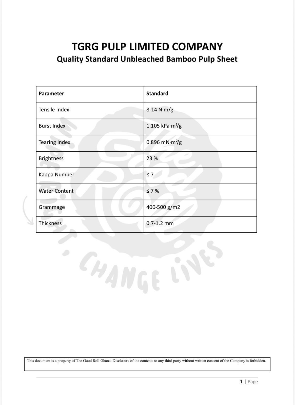 Product Spec Sheet