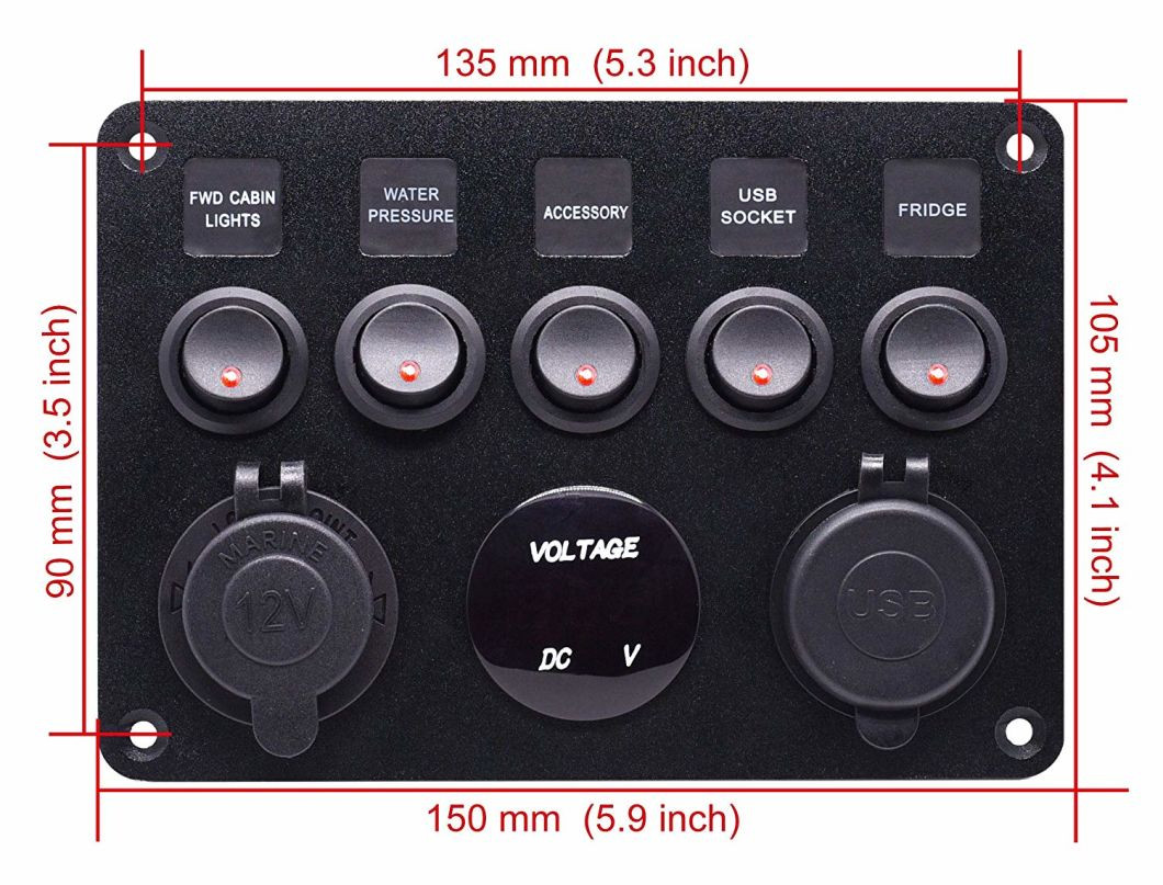 Buy 5 Gang On-off Toggle Switch Multi-functions Panel from Dongguan ...