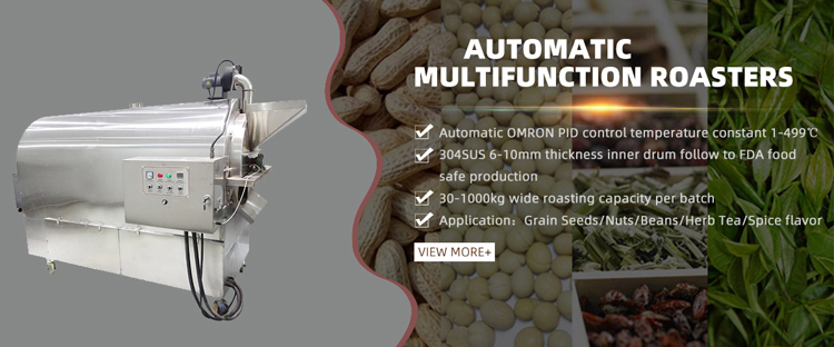 Buy 50kg/hour Cocoa Bean Nut Roasting Machine Lpg Style Peanut Roaster ...