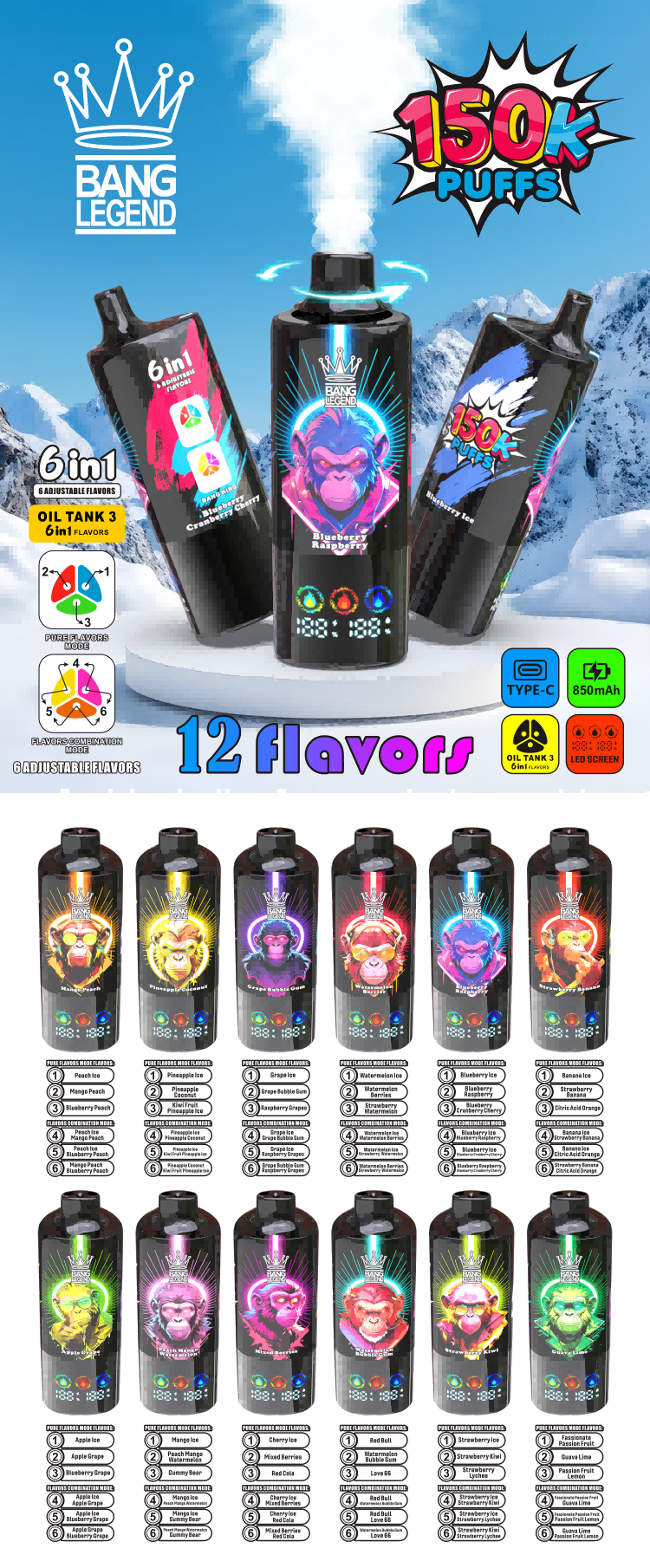 Buy 6 In 1 Vaper 150k Puffs Wholesale Disposable Vape Puff Bar from  PaphosVape, China | Tradewheel.com