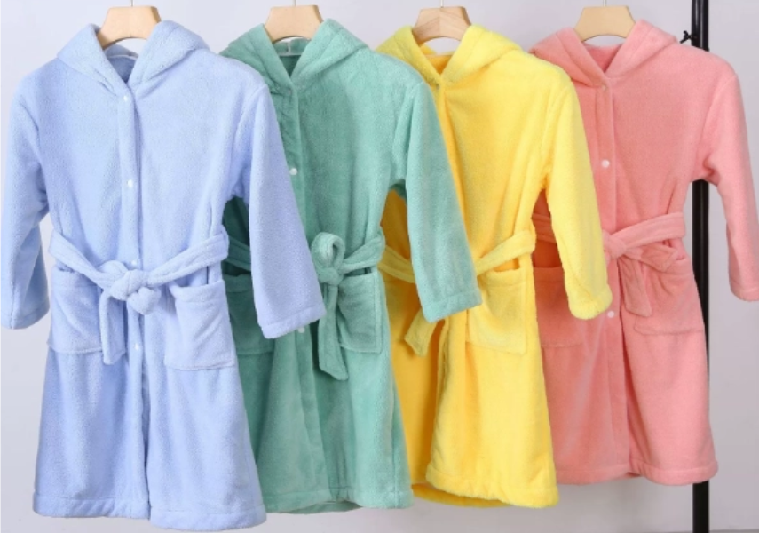 Bathing Robe Set Buy Each Bath Robe Keeps You Warm. Soft Microfiber Coral Fleece Lounge ...