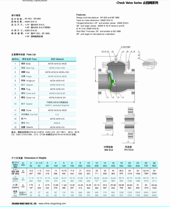 Buy Ansi Cast Steel Check Valve (h44h) from Zhejiang Lonze Valve Co ...