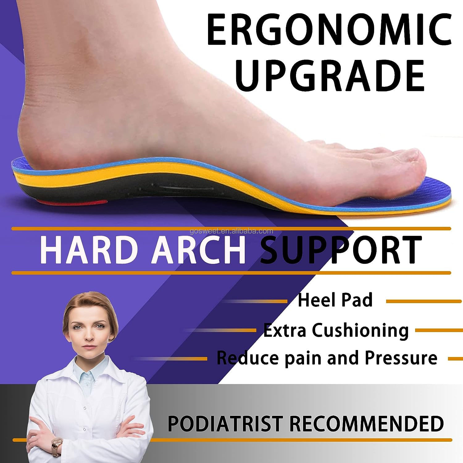 Buy Arch Correction Insole With Flat Foot And High Arch Support Eva ...