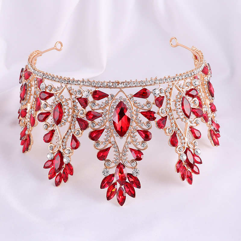 Buy Baroque Bride Crown Ball Beauty Pageant Blue Red Green Headdress ...