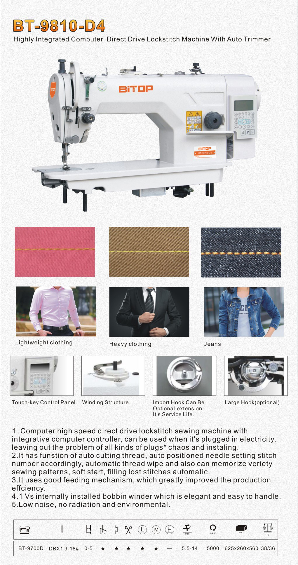 Buy Bitop Bt-9810-d4 High Speed Electric Direct Drive Single Needle  Lockstitch Sewing Machines Price Manufacturer Machine A Coudre from Taizhou  Bitop Machinery Co., Ltd., China | Tradewheel.com