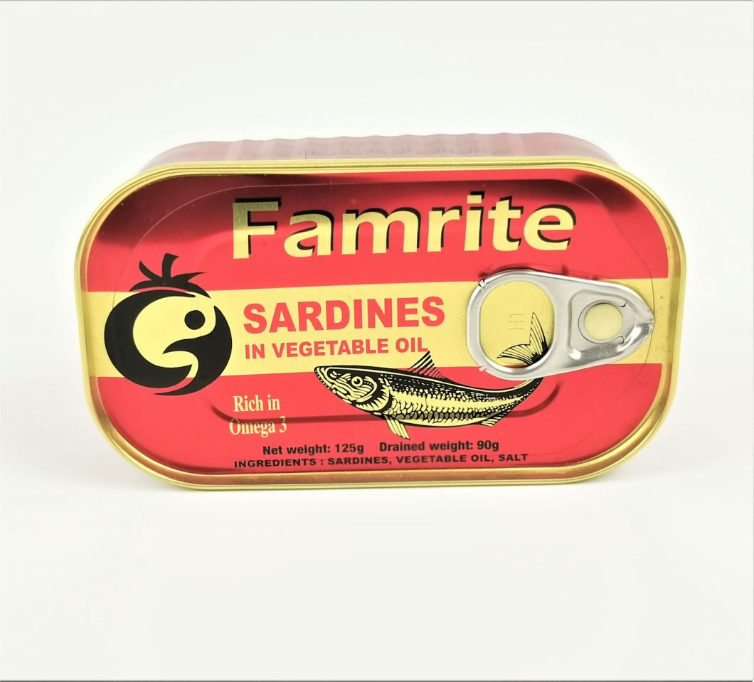 Buy Canned Seafood Canned Sardine In Vegetable Oil Tin Fish 125g from Ningbo Kenale Import And