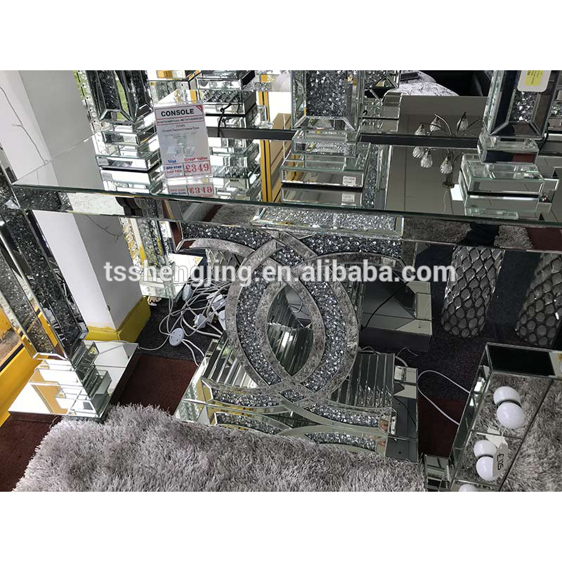 Buy Contemporary Sparkle Crystal Diamond Crushed Cc Console Table Bling  Glam Mirrored Furniture from Taishan Shengjing Glass Craft Co., Ltd., China
