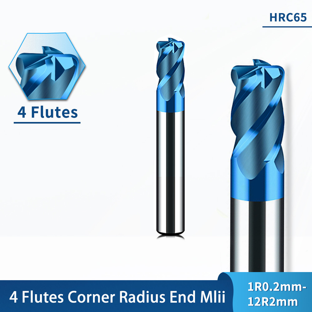 Buy Corner Radius End Mills Hrc65 Solid 4 Flutes Carbide Milling Cutter ...
