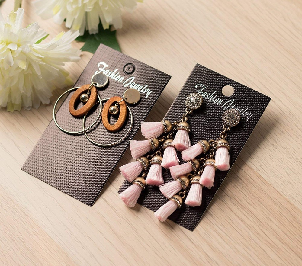 20Pcs Jewelry Necklace Earring Cards 6x8cm Paper Stand Cardboard Beauty  Patterns Earrings Ornaments Packaging Card Holder Bulk