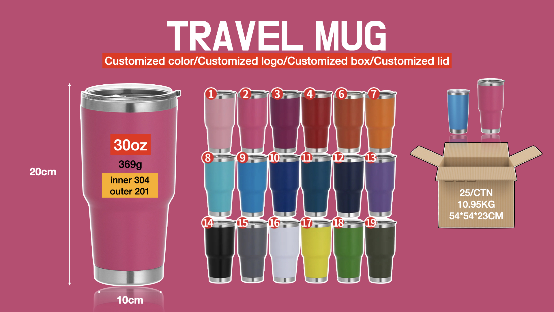 Buy Custom Logo 20oz 30oz Stainless Steel Double Wall Insulated Vacuum ...