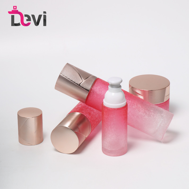 Buy Devi Luxury Skin Care Packaging 30g 30ml 50ml 100ml Custom Empty Gradient Pink Glass