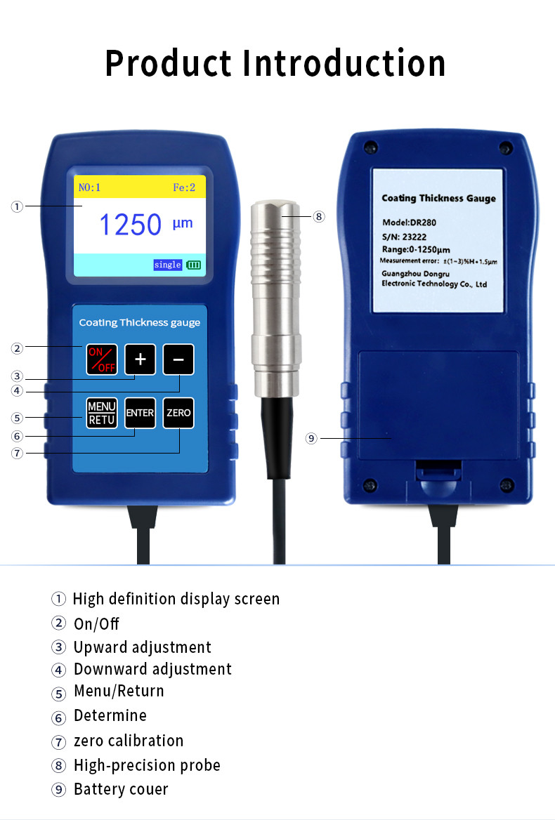 Buy Dr280 Coating Thickness Gauge Meter Car Paint Gauge Fe/nfe 2 In One ...