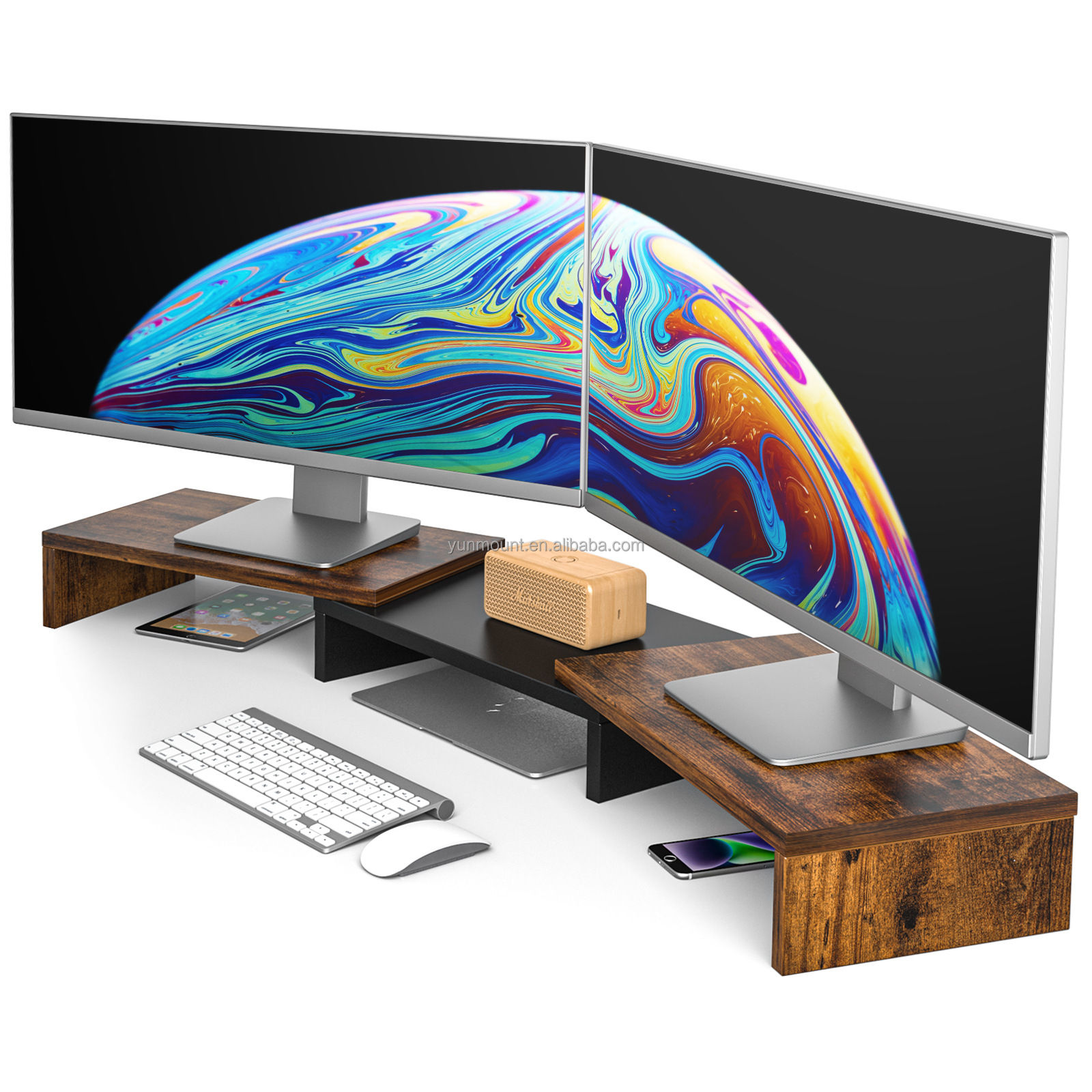 Long Desktop Riser Buy Dual Monitor Stand Riser, Computer Stands For 2 Monitors, Extra ...