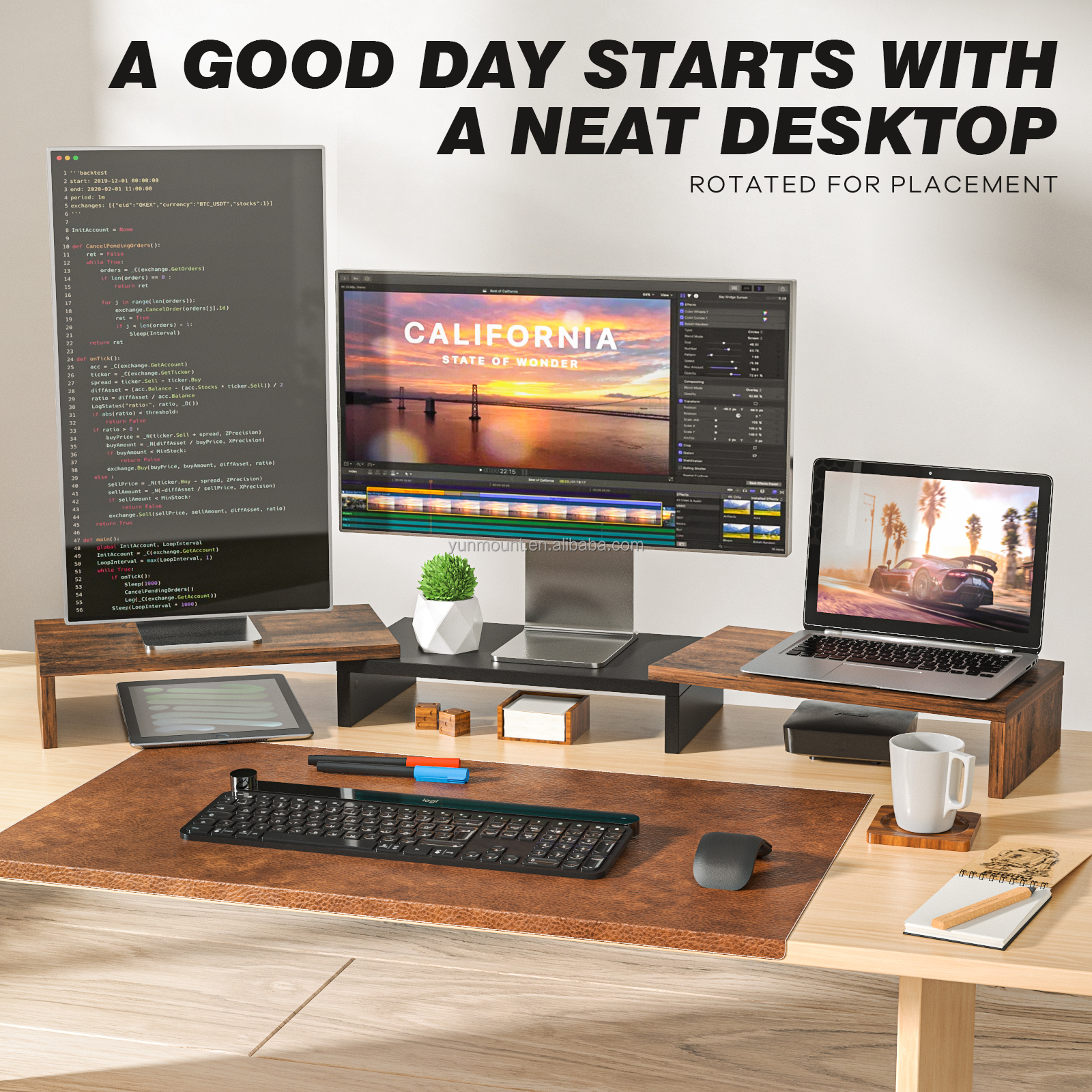 Long Desktop Riser Buy Dual Monitor Stand Riser, Computer Stands For 2 Monitors, Extra ...