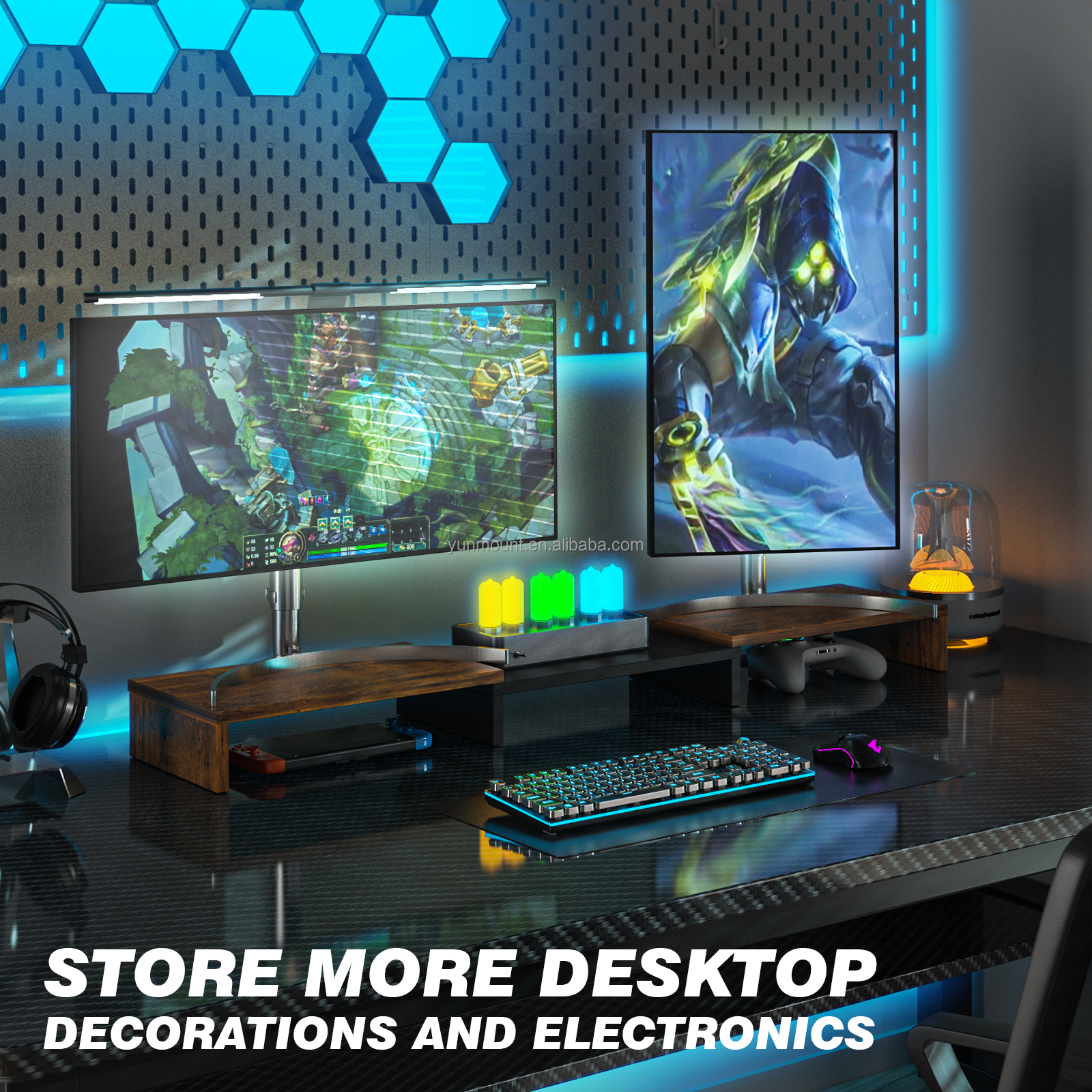 Long Desktop Riser Buy Dual Monitor Stand Riser, Computer Stands For 2 Monitors, Extra ...
