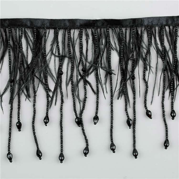 Ruban Bordure à Pompons - 5 Yards (4.55m) - Noir - Largeur 3.5cm, Pompons 1.2cm