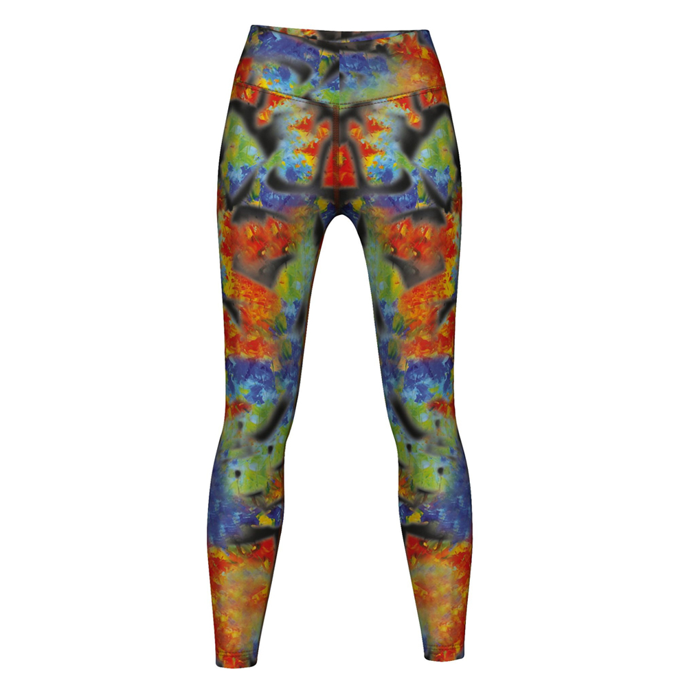 Psychedelic rainbow cotton organic yoga leggings soft breathable natur –  Masha Apparel