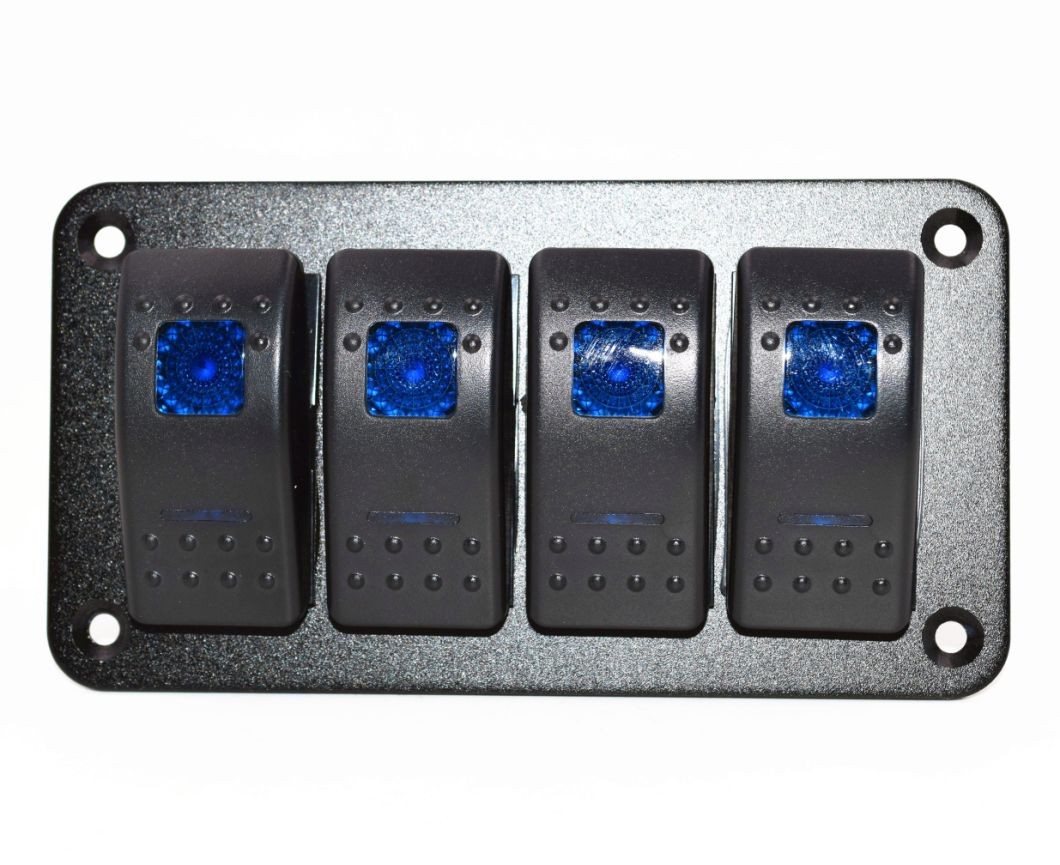 thumbnail image 2 of Frentaly 4 Gang Toggle Rocker Switch Panel With Dual USB – Green LED For 12V-24V 2 of 5