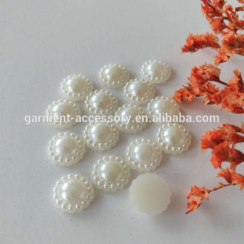 New Half Pearl Flower Shape Mix Colors White Ivory Color Imitation