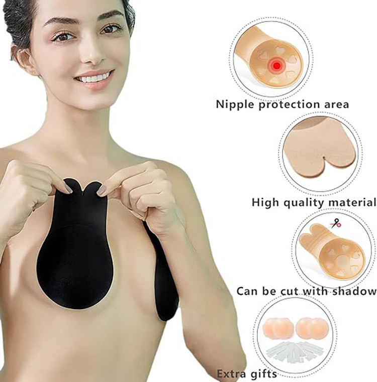 2025 Push Up Sticky Ba, 2 Pack Eusable Adhesive Invisible Backless Strapless Bra%2f16961314806